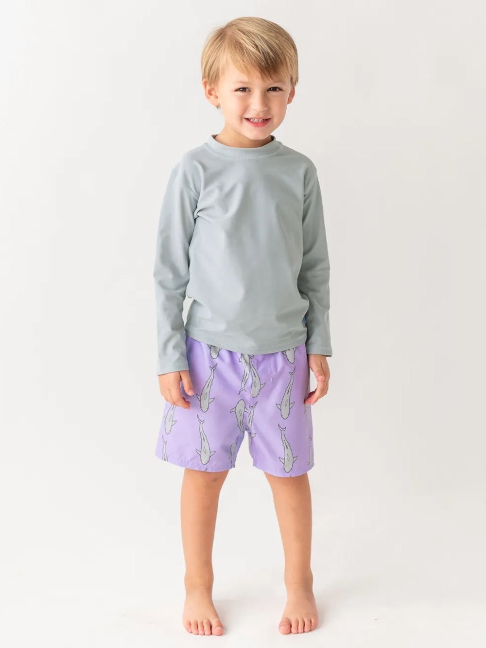 RuggedButts Boys' Jawsome Gray Swim Trunk Size 3T - Picture 2 of 7